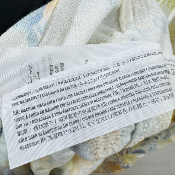 Abercrombie & Fitch Asymmetrical Tiered Maxi Dress Floral Linen Yellow Casual M - Picture 13 of 13